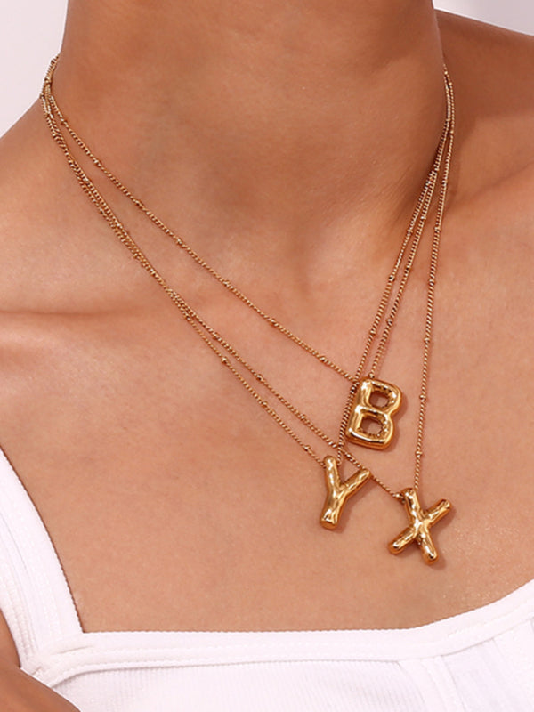 Stainless steel plated 24 letters Pendant Necklace