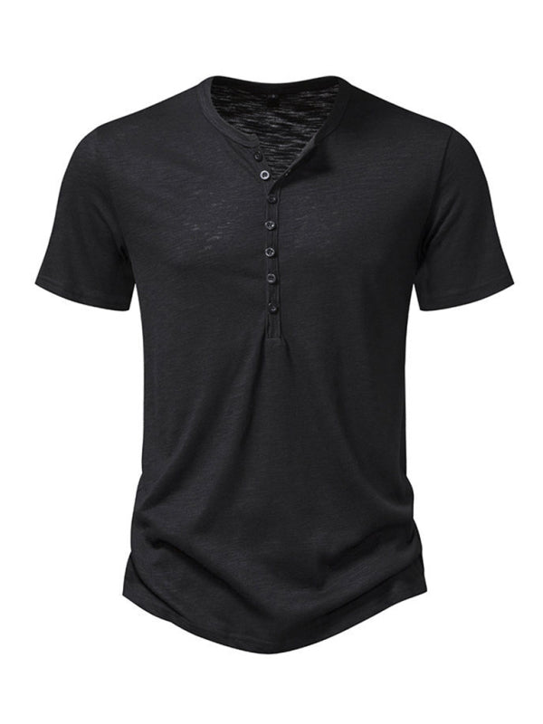 Men's Henley Casual Basic Short Sleeve T-Shirt