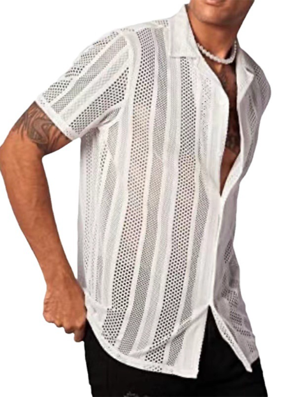 Men's Casual Button Knitted Short Sleeve Shirt