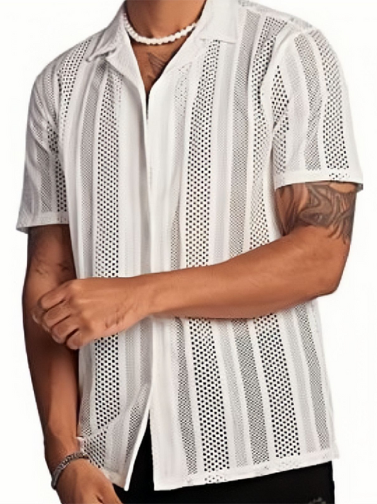 Men's Casual Button Knitted Short Sleeve Shirt