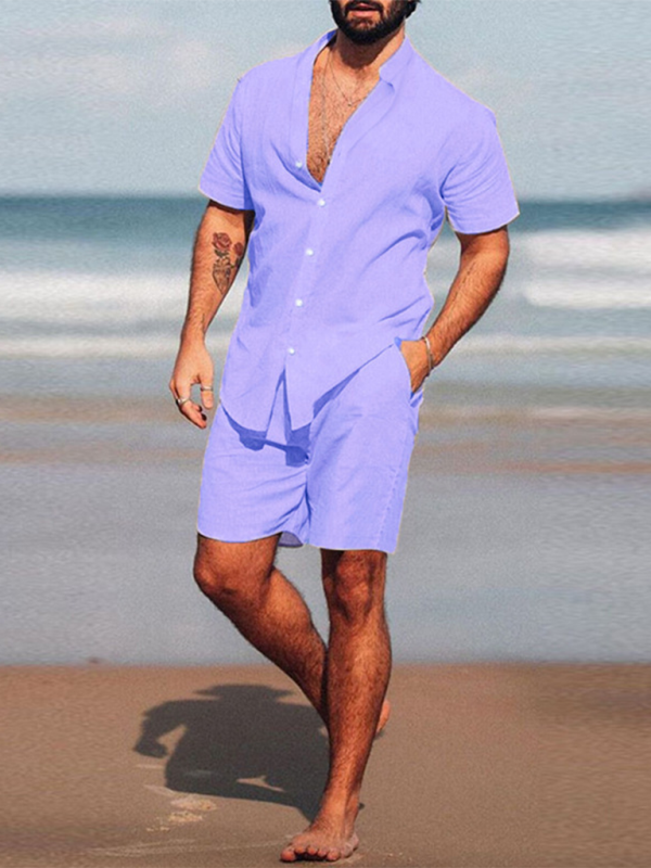 Men's Casual Loungewear loose long-sleeved shorts Two-piece Set