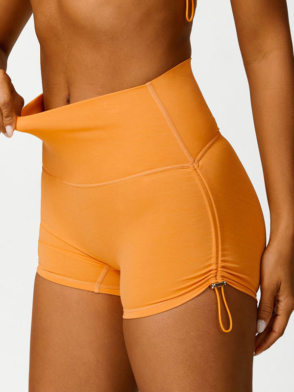 Women's Drawstring yoga Activewear breathable Solid Colour Running Tight Shorts