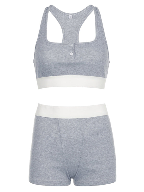 Women's Activewear Sports Vest High Waist Elastic Slim Fit Yoga Set