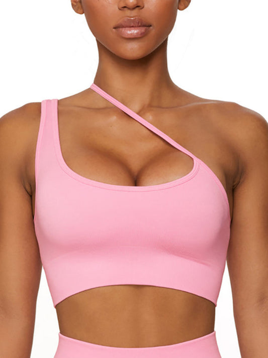 Women's Seamless solid colour knitted high elastic Sports Bra
