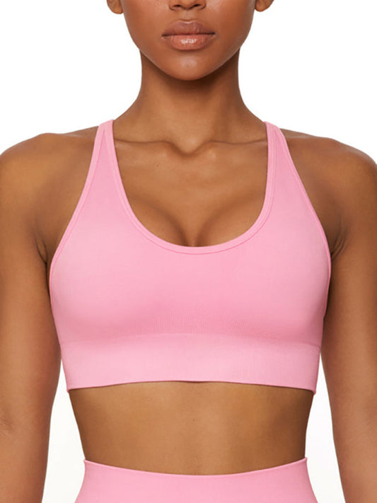 Women's Seamless solid colour Knitted high Elastic Activewear sports Vest