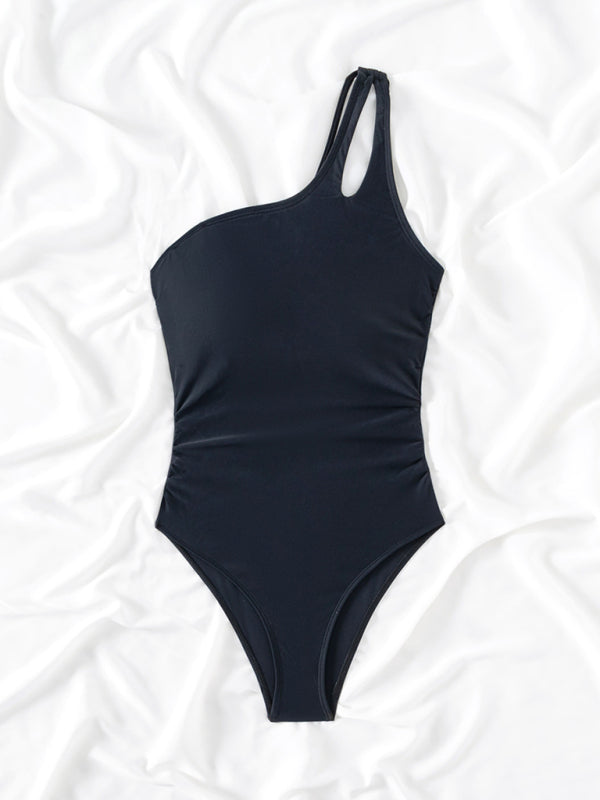 Women's One-piece Slanted Shoulder Hollow Swimsuit