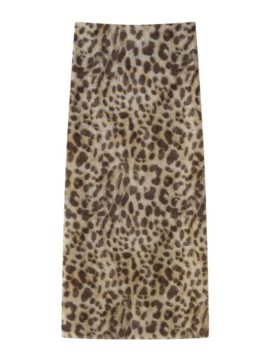 Women's Leopard Print Slim fit Halter Neck Vest Skirt Set