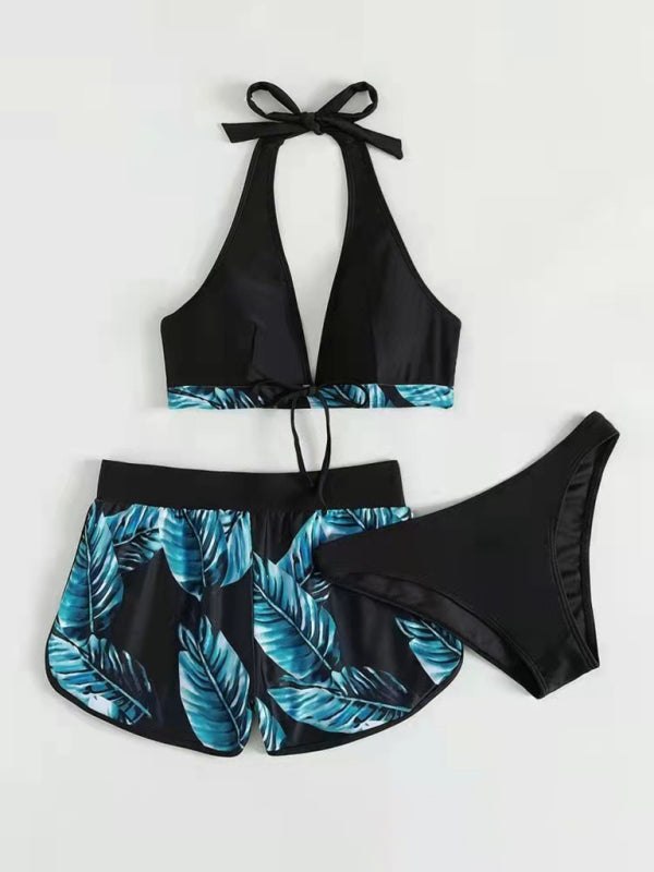 Women's multi-colour printed Bikini Three-piece Set