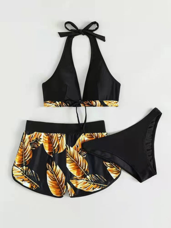 Women's multi-colour printed Bikini Three-piece Set