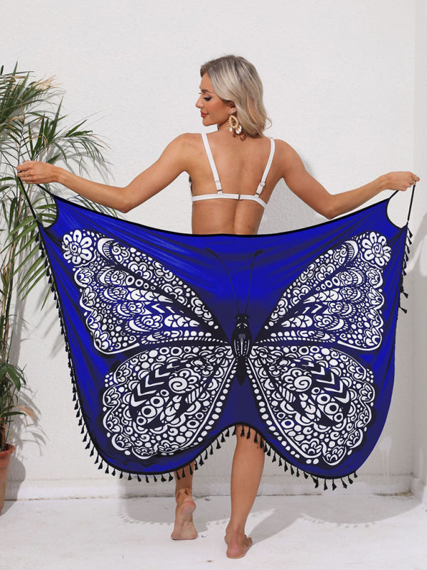 Women's Butterfly print Suspender Backless Beach Skirt