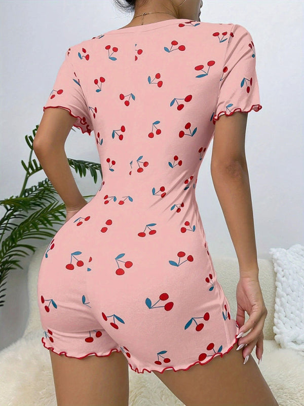 Women's Cherry Print Loungewear Jumpsuit