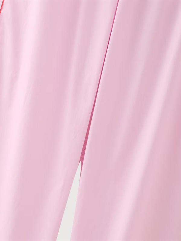 Women's lapel single-breasted pocket long-sleeved Shirt contrast Set