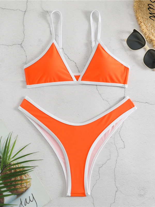 Women's Solid Colour Sports Contrast Colour Bikini