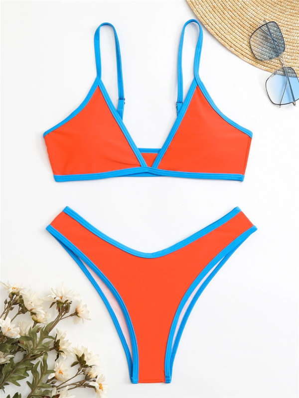 Women's Solid Colour Sports Contrast Colour Bikini