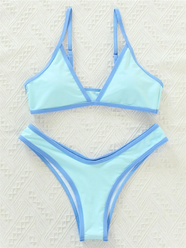 Women's Solid Colour Sports Contrast Colour Bikini