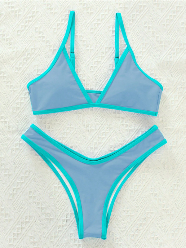 Women's Solid Colour Sports Contrast Colour Bikini