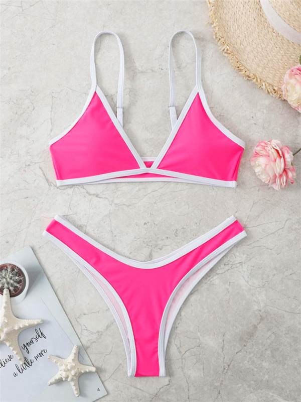 Women's Solid Colour Sports Contrast Colour Bikini