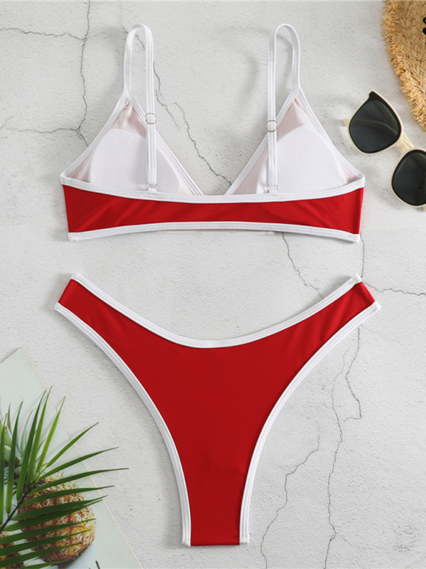 Women's Solid Colour Sports Contrast Colour Bikini