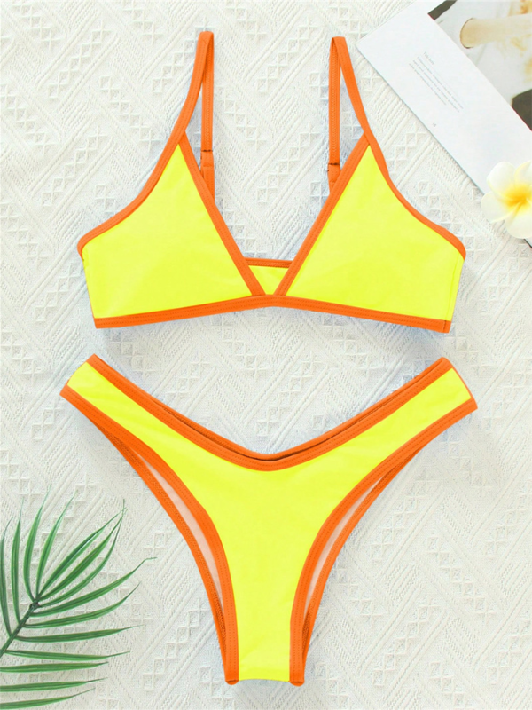 Women's Solid Colour Sports Contrast Colour Bikini