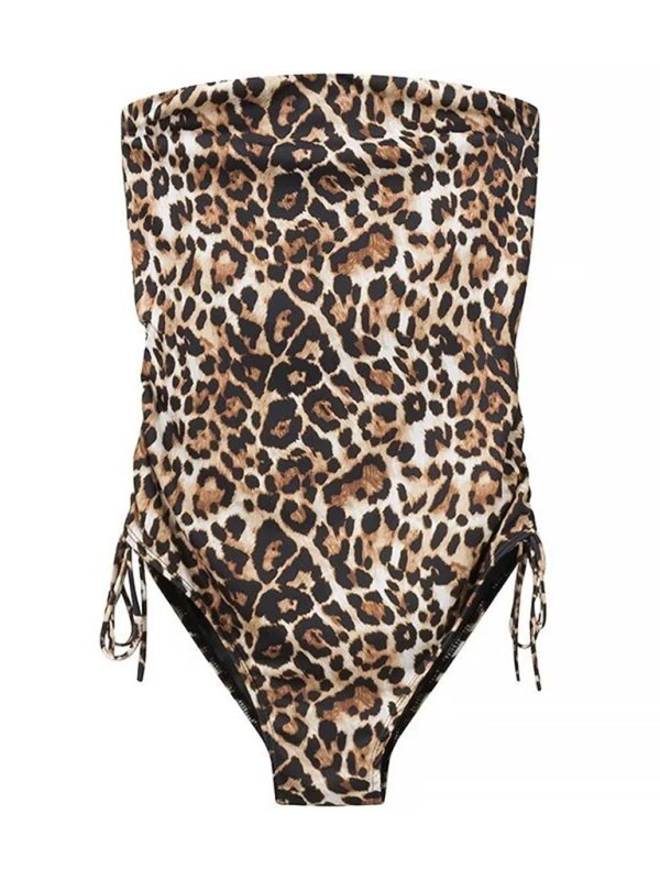 Women's Animal Print Slim Fit Bandeau One-piece Swimsuit