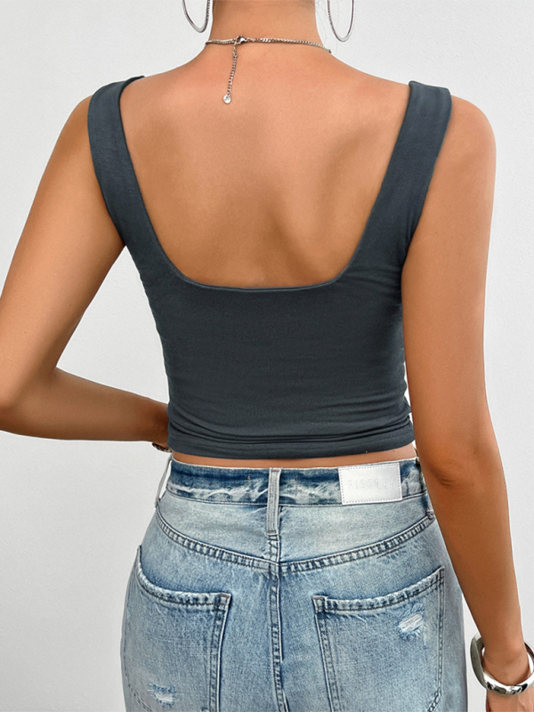 Women's Solid colour slim fit twist Halter Top