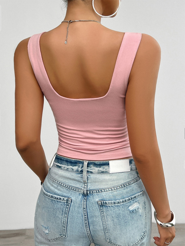 Women's Solid colour slim fit twist Halter Top