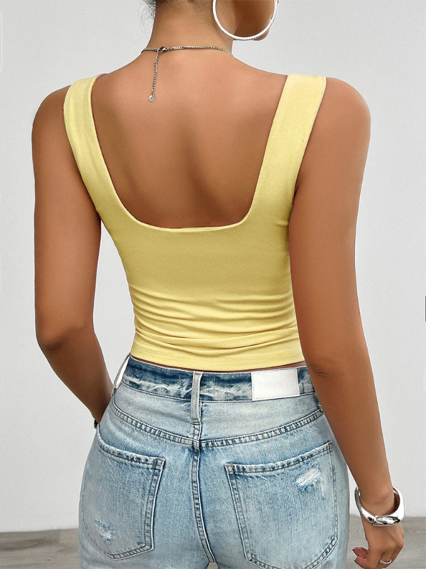 Women's Solid colour slim fit twist Halter Top