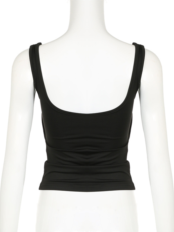 Women's Solid Colour Pleated Square Neck Versatile Simple Camisole