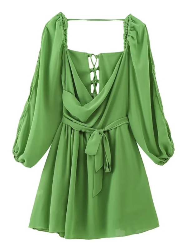 Women off-shoulder sleeves V-neck Dress