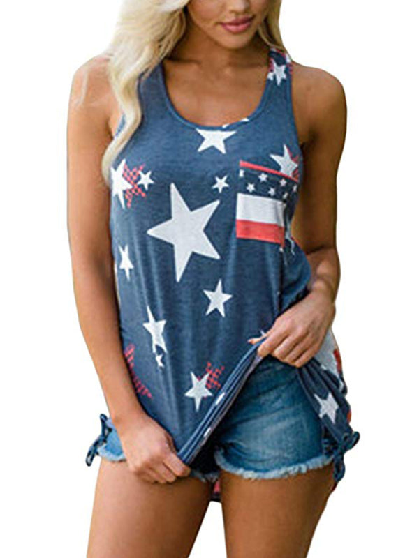 Women's American Flag Print Loose Casual Tank Top