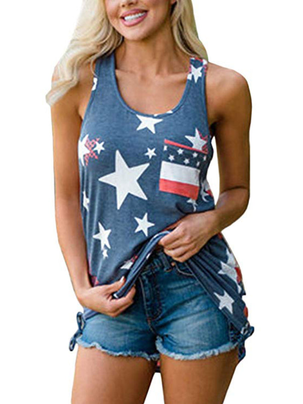 Women's American Flag Print Loose Casual Tank Top