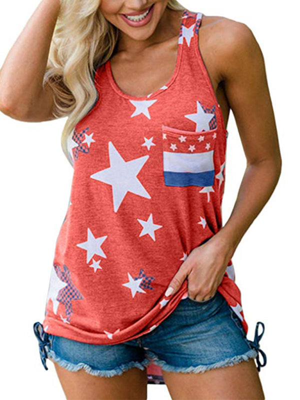 Women's American Flag Print Loose Casual Tank Top