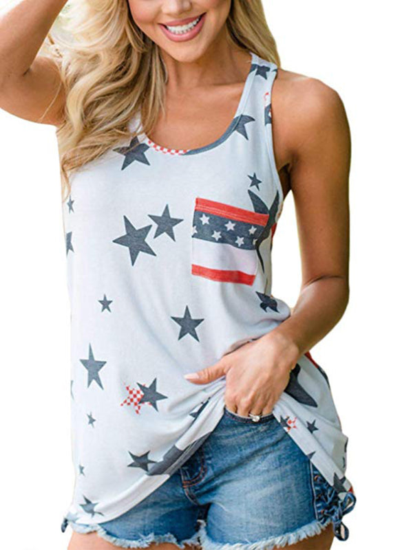 Women's American Flag Print Loose Casual Tank Top