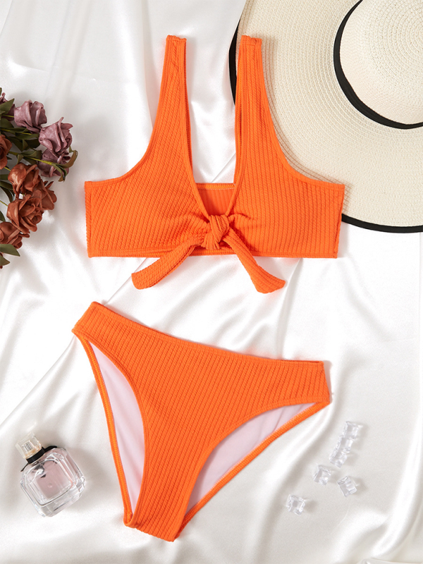 Women's Swimwear Pierced Solid Colour Hollow Bikini