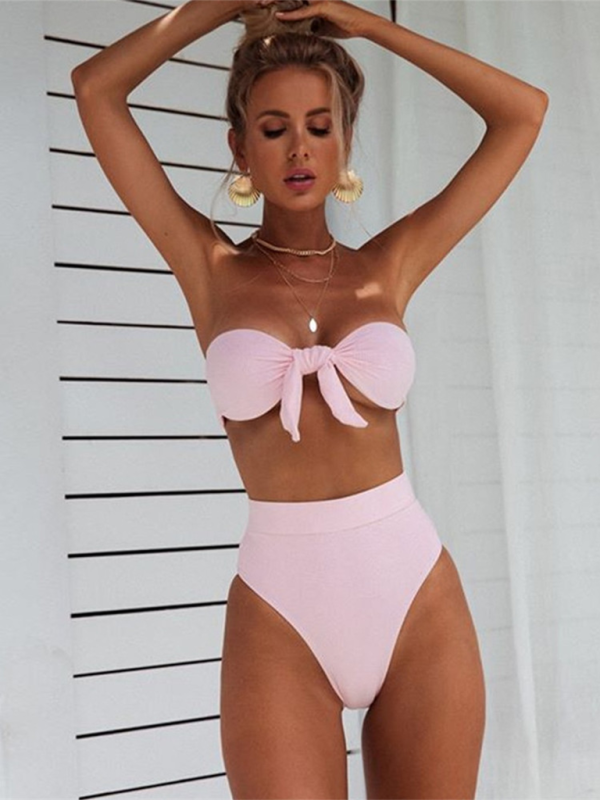 Women's High waist bikini Tube Top Swimsuit