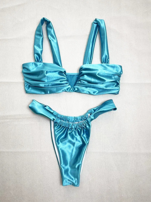 Women's Solid Colour Smooth Bikini Set