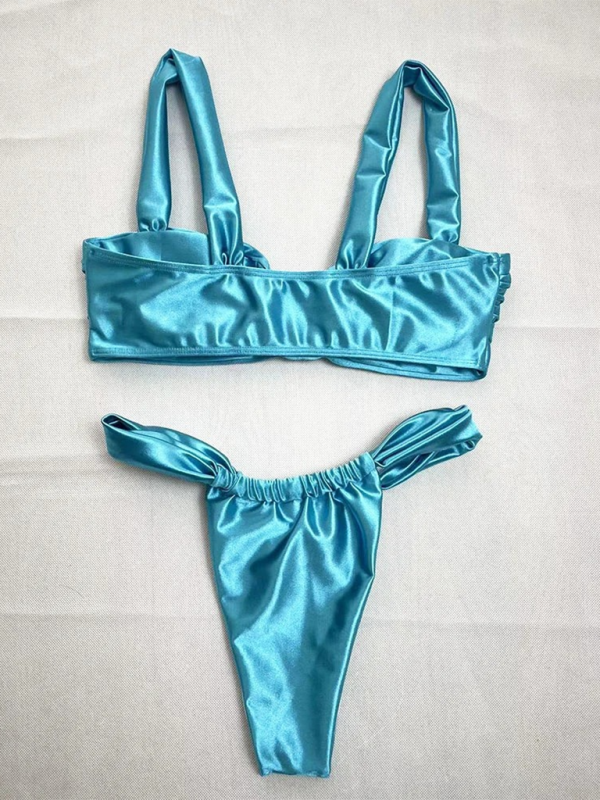 Women's Solid Colour Smooth Bikini Set