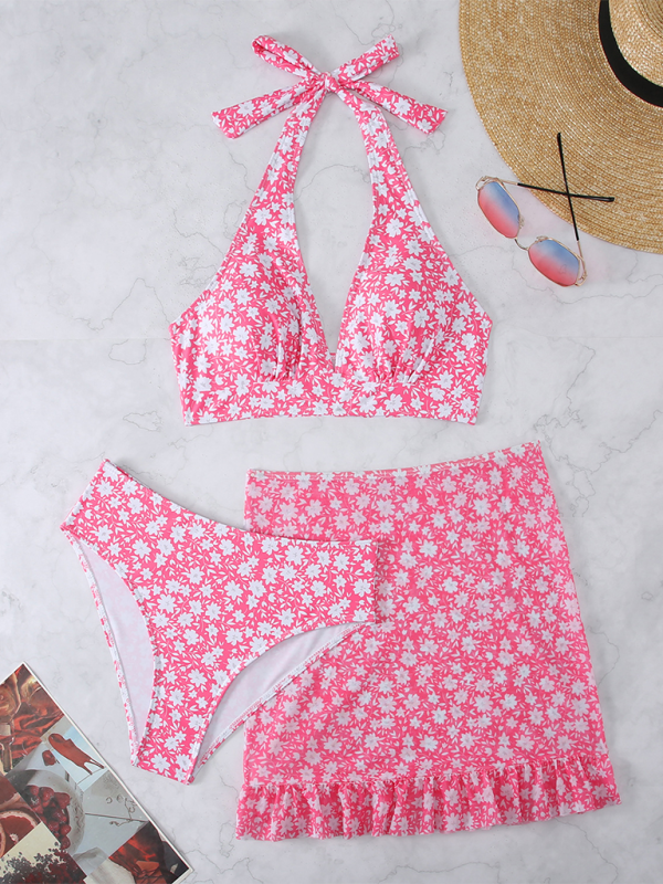 Women Three-piece swimsuit Floral Bikini