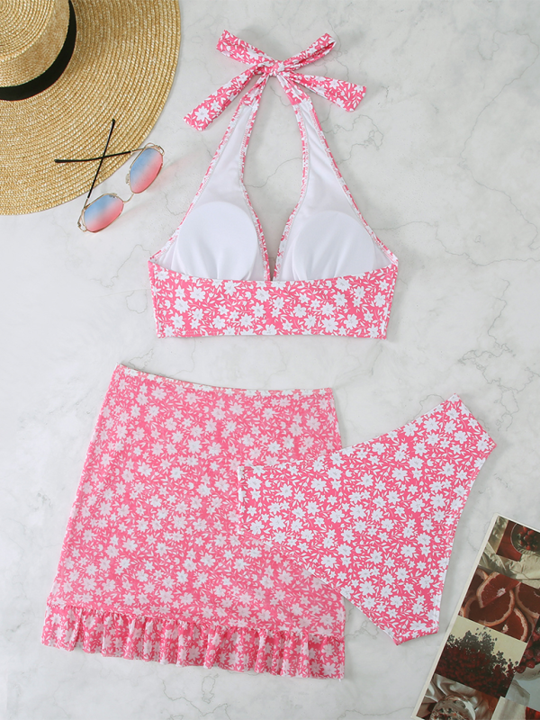 Women Three-piece swimsuit Floral Bikini