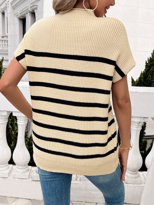 Women's Contrasting colour short-sleeved pullover Sweater