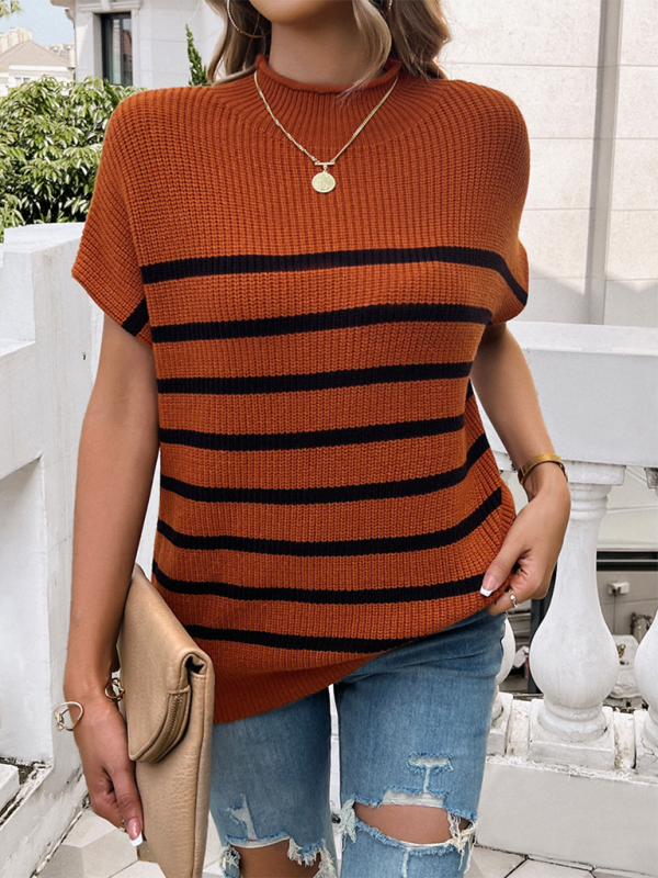 Women's Contrasting colour short-sleeved pullover Sweater