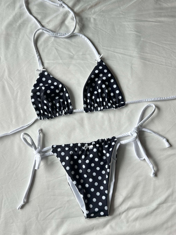 Women Triangle Drawstring Bikini Swimsuit Set