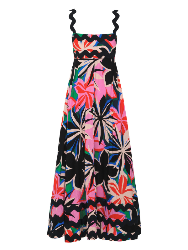 Women floral wave sling A-line Dress