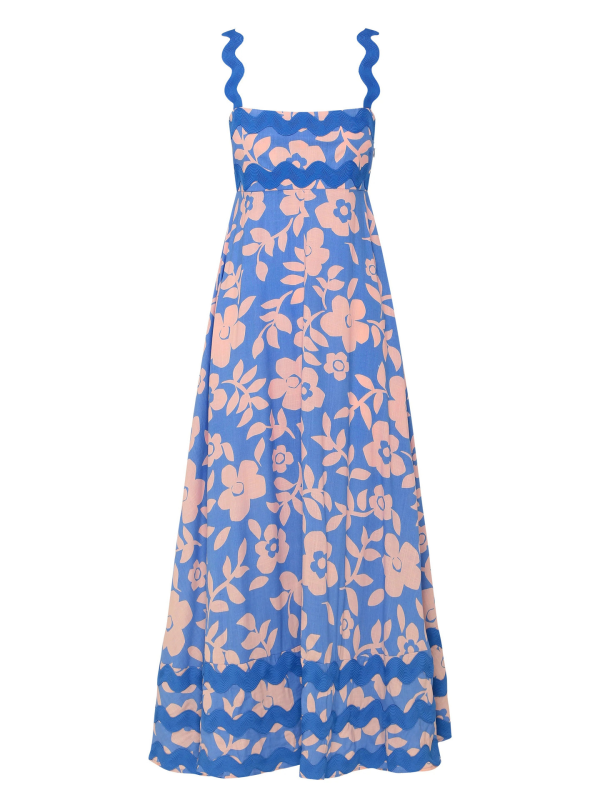 Women floral wave sling A-line Dress