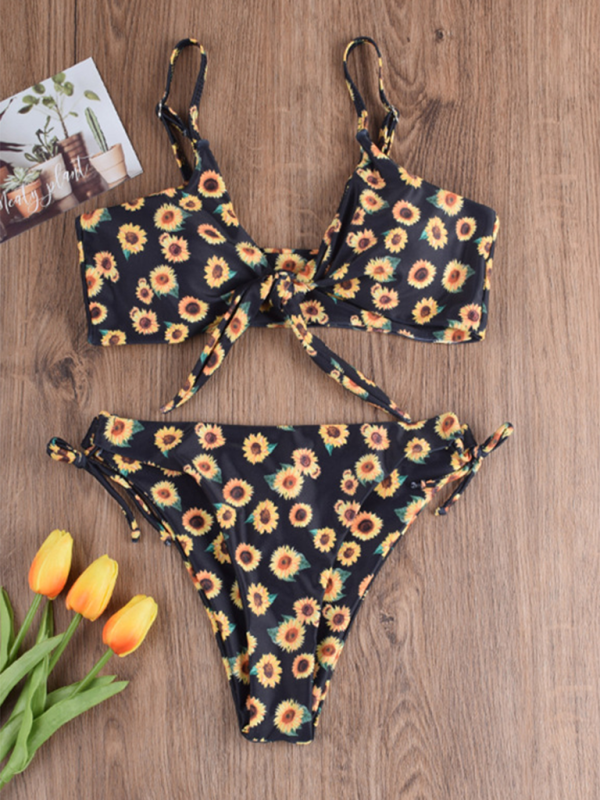 Women Two-piece Swimsuit love sunflower print Bikini