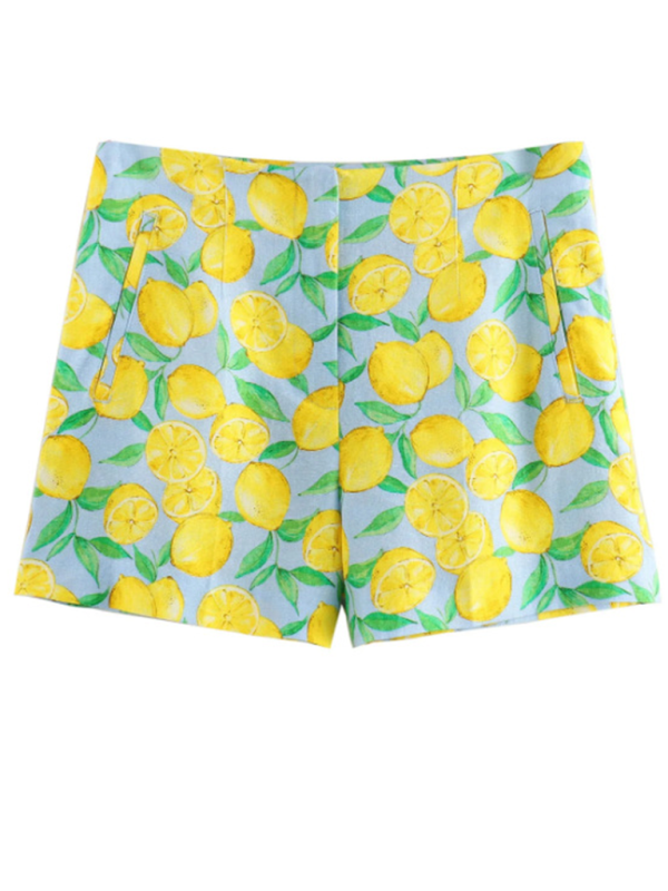 Women lemon Print shorts Suit