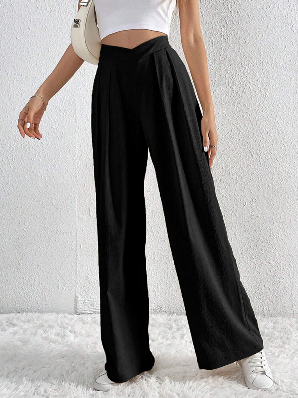 Women's Commuter Pleated Casual Wide Leg Loose Trousers