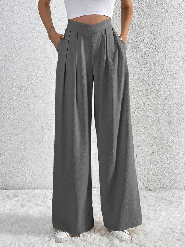 Women's Commuter Pleated Casual Wide Leg Loose Trousers