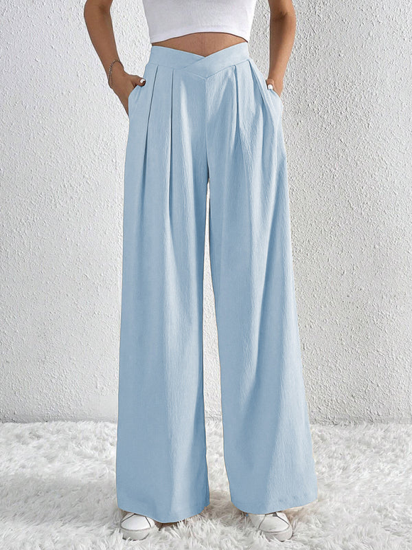 Women's Commuter Pleated Casual Wide Leg Loose Trousers