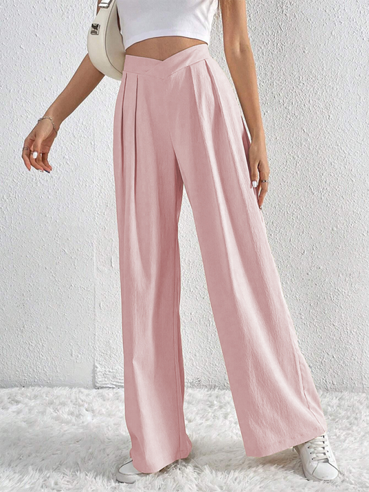 Women's Commuter Pleated Casual Wide Leg Loose Trousers